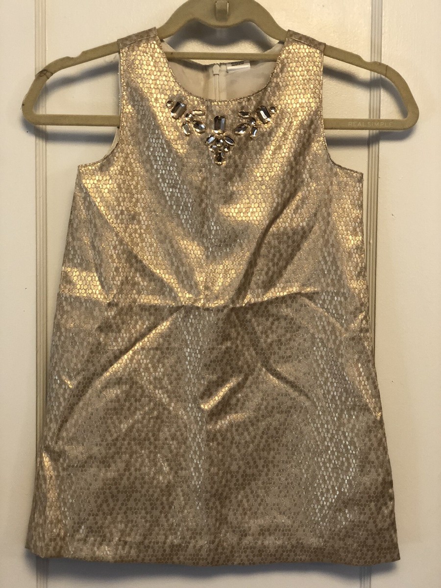 gymboree gold dress BLING SLEEVELESS LINED Holiday Party SIZE 6 AGE (5-6) Short Homecoming Dresses