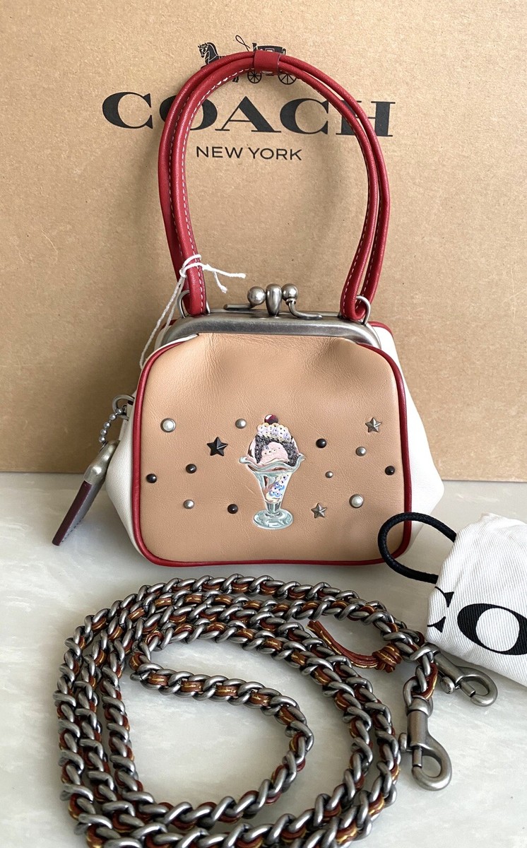 NWT COACH 1941 MINI GLOVETANNED KISSLOCK 23 FRAMED SUNDAE BAG