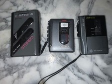 Lot of 3 Cassette Players / Sanyo Walkman/Optimus/ GE For Parts or Repair Only