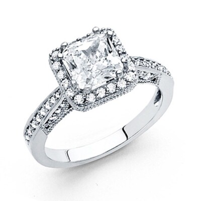 GOLD - 14K White Gold Cubic Zirconia Engagement Ring | eBay