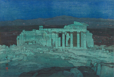 Japanese Art Print Reproduction ''Acropolis Ruins at Night'' YOSHIDA HIROSHI