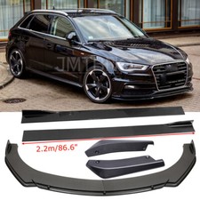 For AUDI A3 A4 A5 A6 Front & Rear Bumper Lip Spoiler +Side Skirt Splitter Carbon