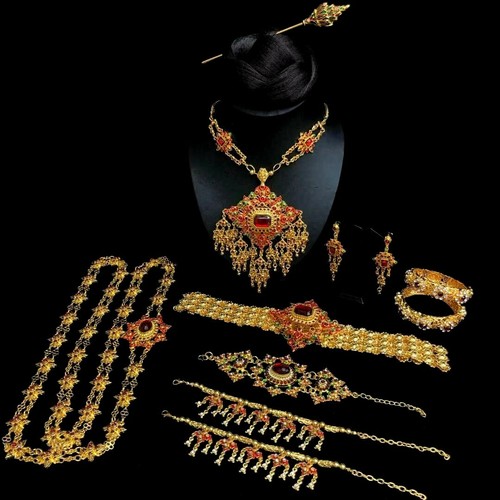 Traditioneller thailändischer Tanz Ramthai Set Schmuck Kostüm Hochzeit Thai gelegentlich NEU!! - Bild 7 von 9