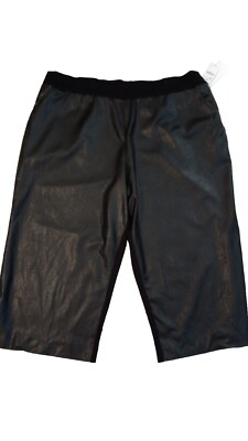 Melissa McCarthy Seven7 Capri Faux Leather Pants 3X Black Cropped Pull On Moto