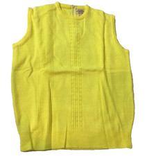 Womens Size 36 Yellow Sleeveless Virgin Acrylic Fiber Sweater Back Zip Vtg 60s