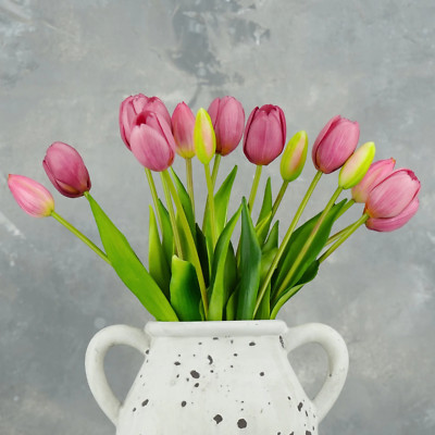 5 Stems Faux Tulip | Artificial Flower | Wedding/Home Decoration | Gifts - Mauve