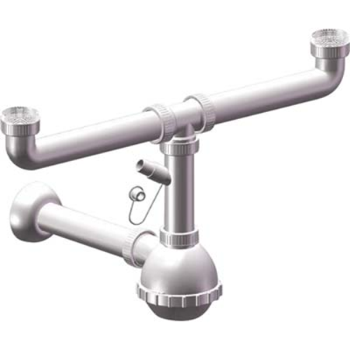 Sifone pp a bottiglia 2 vasche + 1 attacco bianco mm 40 1"1/2 (5 pezzi)