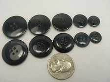 New 8 Black Buttons blazer suit jacket, coat sizes 1/2,5/8,13/16,7/8, 1 inch B58