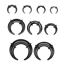 Septum Pincher Black Acrylic Crescent Tapers Bull Stretchers Expander Ear O Ring