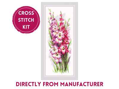 RIOLIS Counted Cross Stitch Kit 1994 Charming Gladioli - Flowers with Pink Bl...