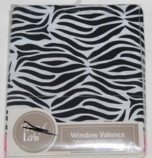 Trend Lab Window Valance zebra print black white pink 53x12 tie top new