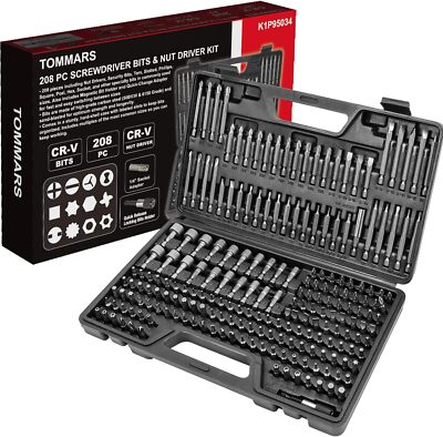 TOMMARS 208-Pc Master Screwdriver Bit Set, 1/4'' Hex Shank Screwdriver Bits, N...