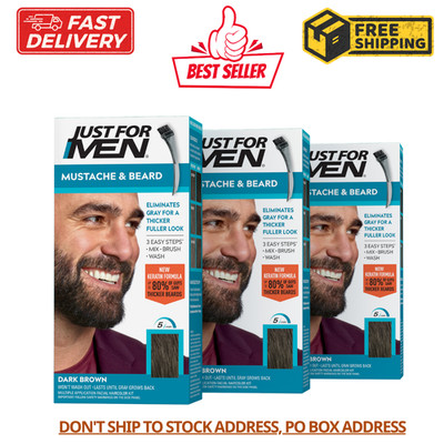 Just For Men M-45 DARK BROWN Mustache & Beard Brush In ( 3 pack ) Blue