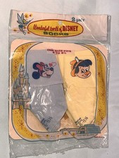 NEW VTG Kids Wonderful World Of Disney Socks Minnie Mouse Pinocchio Walt Disney