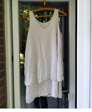 Damen Tunika Top weiß Lagenlook V-Ausschnitt...