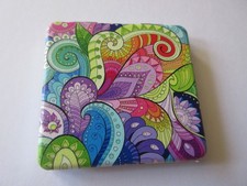 Double-Sided Portable Travel Compact Mirror For Purse In Paisley Print New
