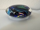 Jim Karg DICHROIC Multicolored Hand Blown Art Glass Disc Paperweight SIGNED — photo 7