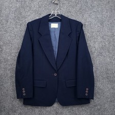 Pendleton Womens Pure Virgin Wool Blazer Suit Jacket One Button Navy Blue USA 8