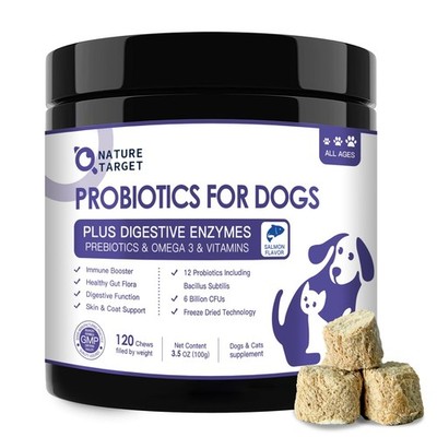 NATURE TARGET Probiotics for Dogs, 6 Billion CFUs Dog 120 Count, yellow 