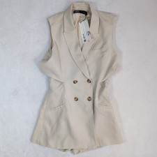 NWT Zara Romper Playsuit Womens Medium Double Breasted Cotton Open Back Minimal