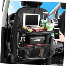 Car Backseat Organizer with Foldable Table Tray,Car Storage Black 4USB 