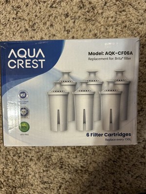 Aqua Crest AQK-CF06A 6 Pack Water Filter Replacement For Brita Pitchers BPA NEW