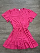 J.CREW Women's Sweet Fuchsia Knit Tie-waist Mini Dress Size Small