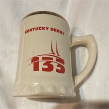 Kentucky Derby 133 Collectible Mug Ceramic & Porcelain White Red Sports