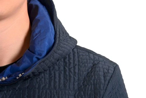 Versace Collection Men's Blue Button Up Insulated Hooded Windbreaker US M IT 50 image 4
