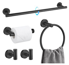 TQKAG Bathroom Hardware 5 Piece Set Matte Black SUS304 Stainless Steel Free Ship