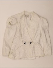 BERNSHAW Womens 3/4 Sleeve Blazer Jacket EU 40 Medium White Geometric BZ08