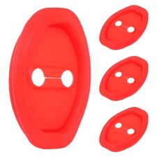 4Pcs Car Door Lock Latch Guards Silicone Durable Red Protection Shock Absorption