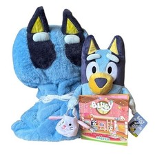 Bluey Kids Blue Hooded Blanket Soft Plush w/Easter Storybook Gift Set NEW