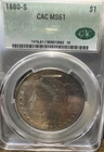 1880 S US Morgan Silver Dollar $1 CAC MS61  Beautifully TONED Free Shipping