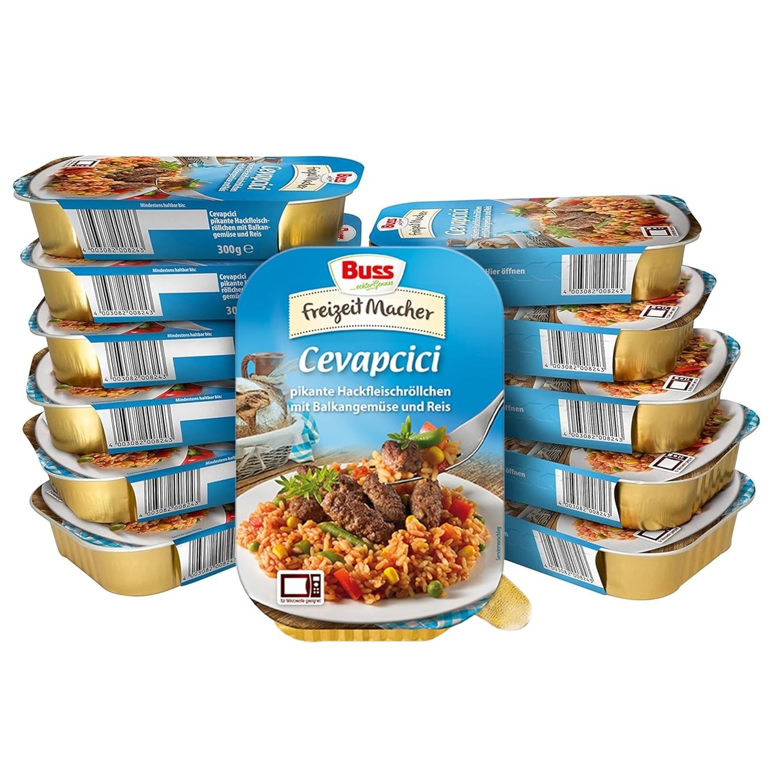 Buss Fertiggerichte Freizeitmacher Klassiker Cevapcici Gemüse Reis 12 x 300 g