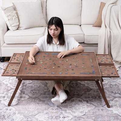 1500 Piece Wooden Jigsaw Puzzle Board with 4 Drawers, Folding Puzzle Table with 