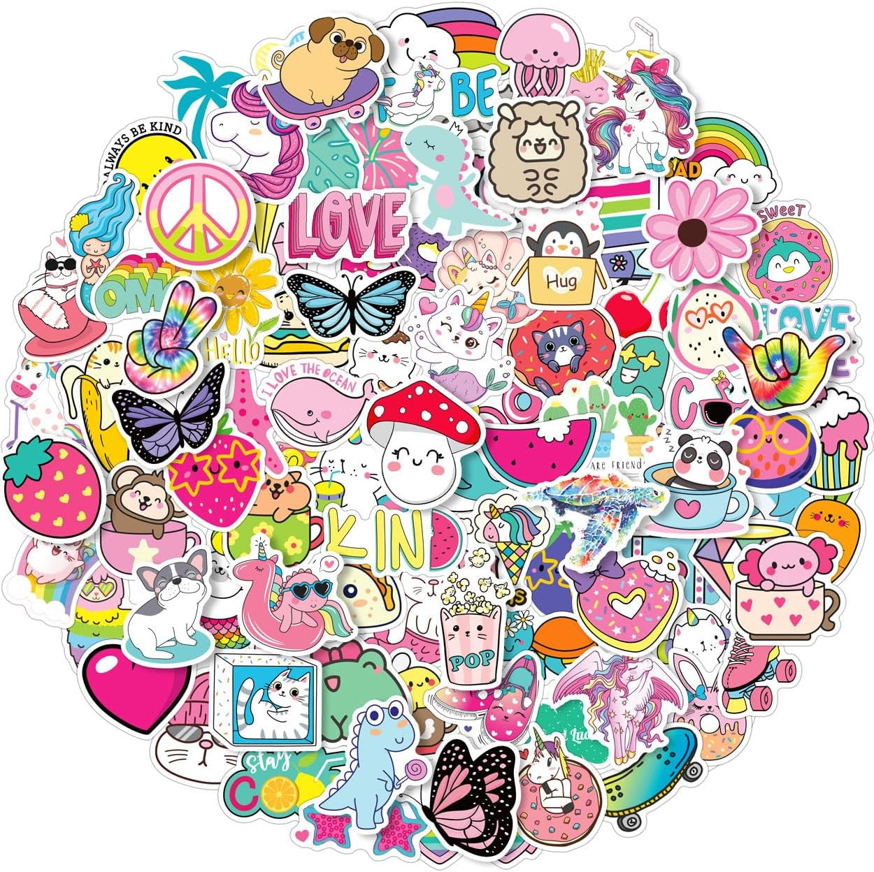 Water Bottle Stickers for Kids, 100 PCS Waterproof Cute Fun 