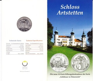 10€ 925er Silbermünze Österreich 2006 Schloss Artstetten