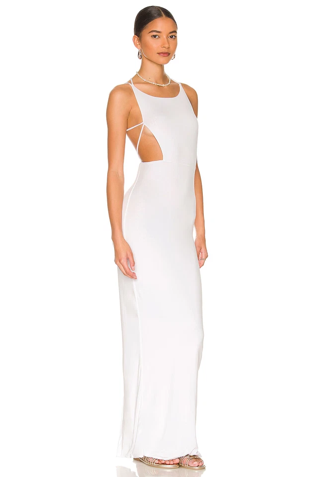 Vestido Indah Tamri Maxi Tanga Espalda en Blanco 1/S Nuevo Sin Etiquetas $150 Foto 3 de 3