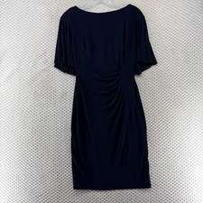 Ralph Lauren Navy Blue Dress Flutter Sleeve Sheath Ruched Women's Size 0