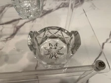 Set of 4 Antique Etched and Pressed Starburst Glass Salt Cellar 1.5" 