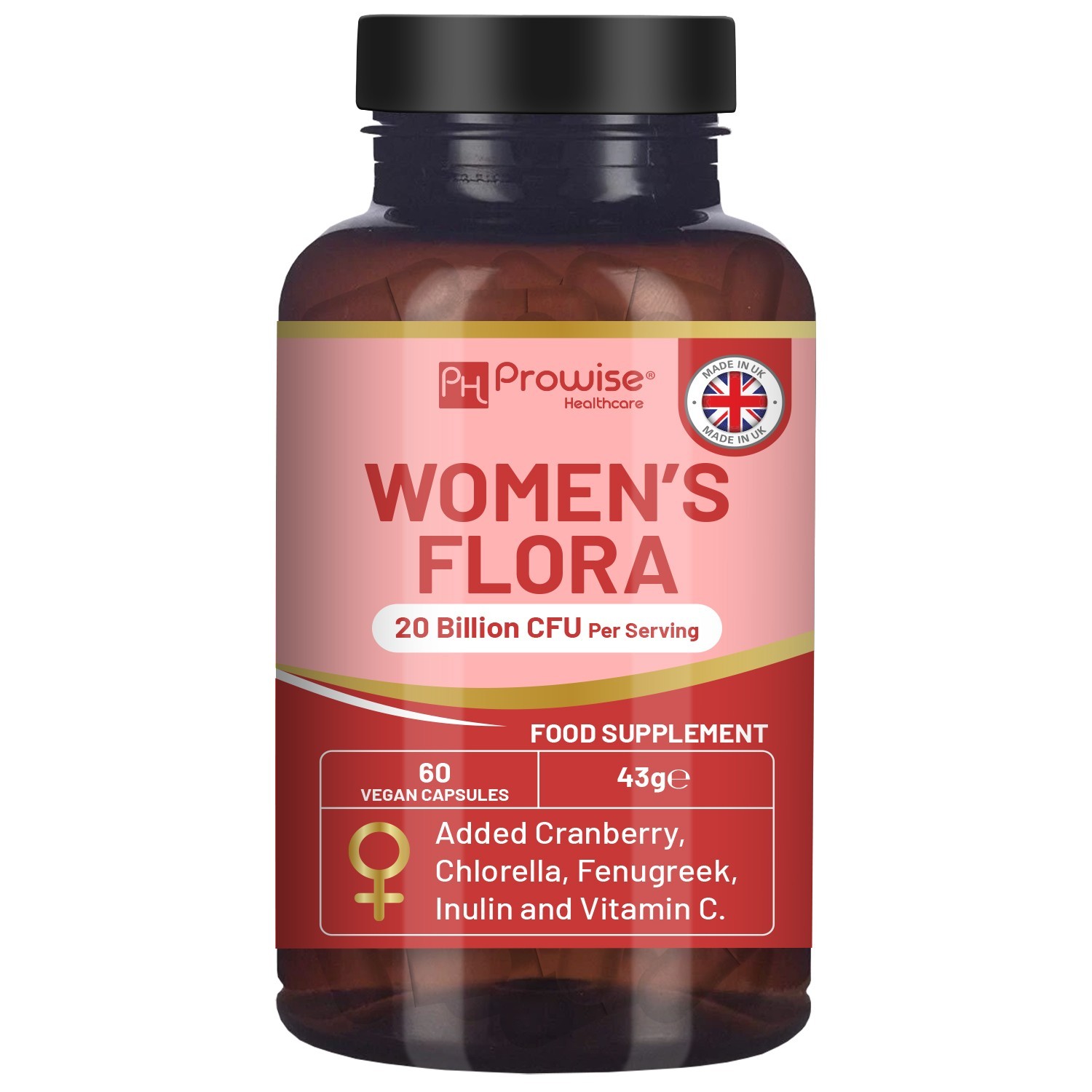 Women’s Flora 20 Billion CFU - 60 Capsules with 15000mg Cranberry