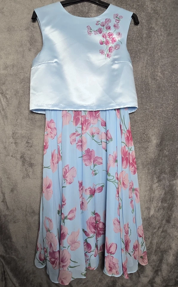 Vestido Horrockses Moda Mujer Talla 10 Azul Rosa Floral Retro Sin Mangas - Imagen 1 de 4