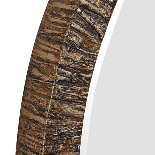 Uttermost 09459 Gold Wayde 30" Diameter Wood Bark Framed Beveled Round Mirror - Picture 3 of 5