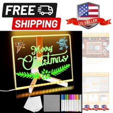 LED Acrylic Message Board, Light Up Acrylic Dry Erase Board 5.9x5.9 with Sta...