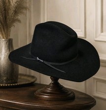 Vintage Stetson 4X Beaver Cowboy Hat Black USA Western Fur Felt JBS Pin Sz 7 3/4
