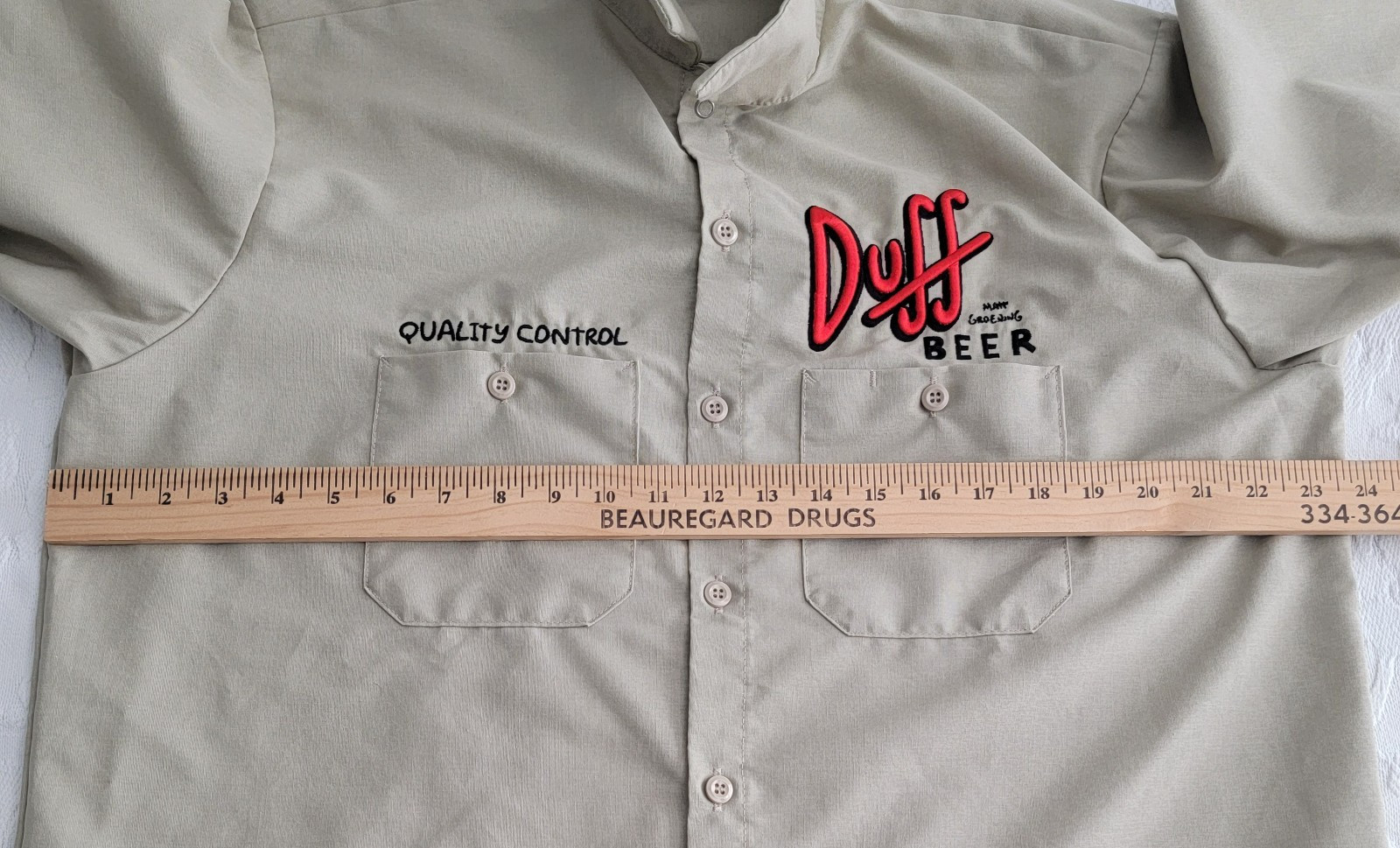 Simpsons Duff Beer Quality Control Work Shirt Uni… - image 9