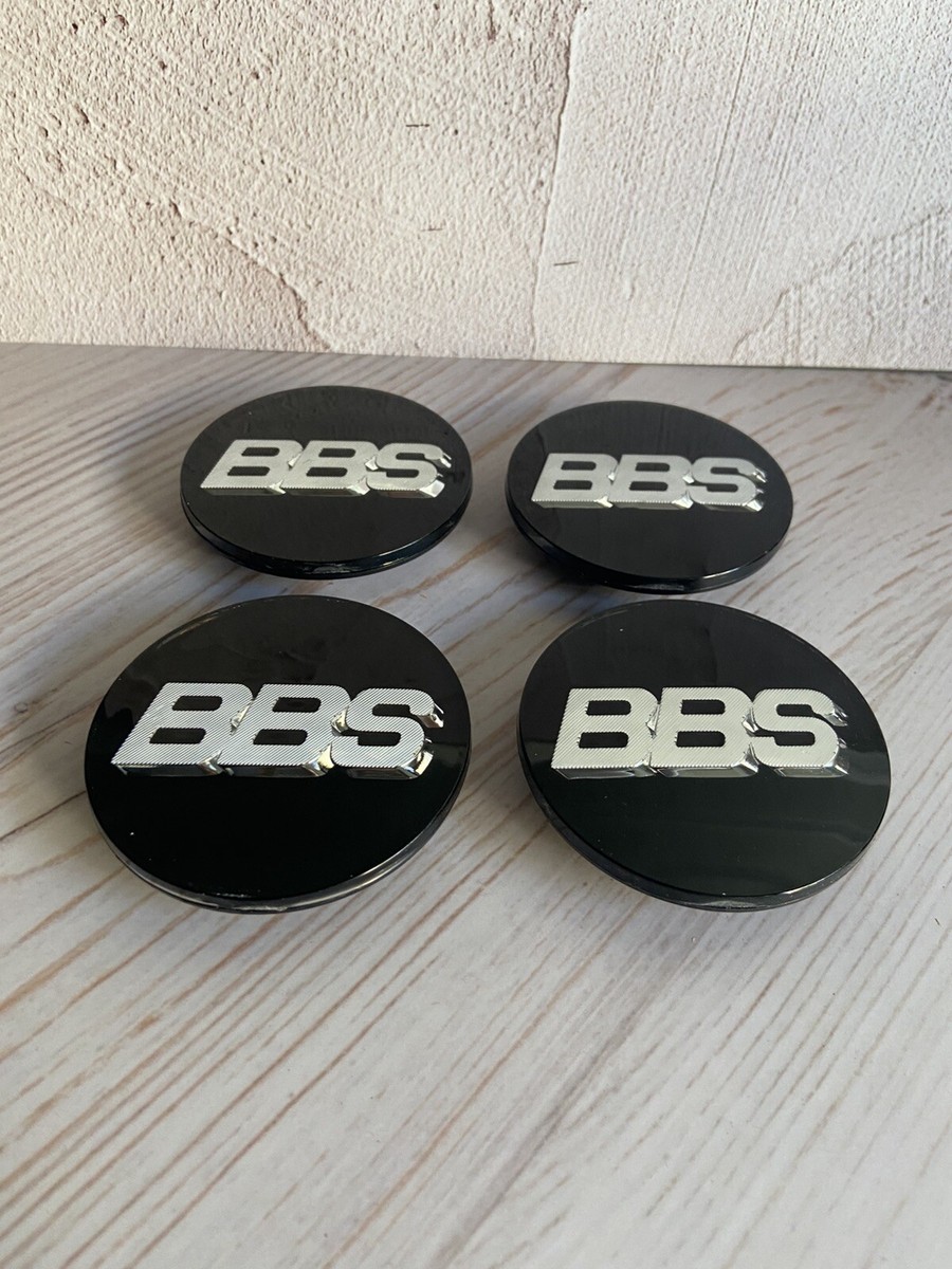 Set Of 4 Center Caps Logos BBS RS LM RZ 70mm 09.24.030 Black