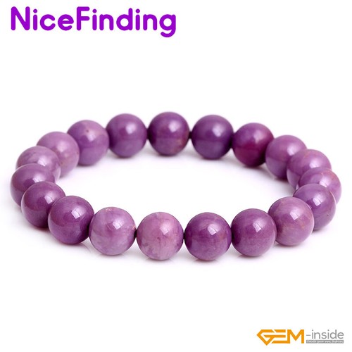 Purple Phosphosiderite Natural Round Beaded Energy Healing Stretch Bracelet Gift - Picture 1 of 20