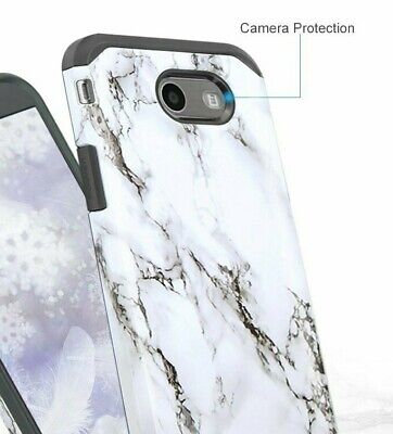 For Samsung Galaxy J3 Emerge J3 Prime 17 Hybrid Armor Black Marble Case Ebay